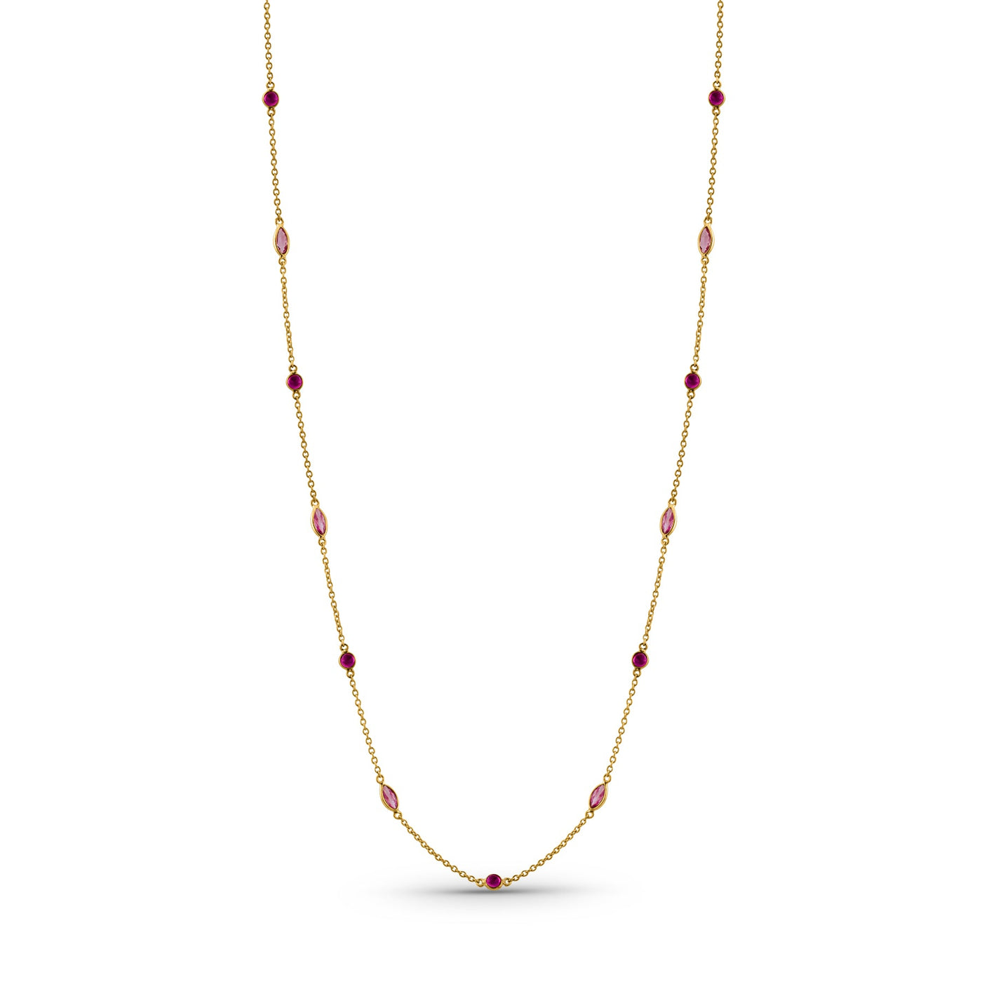 18K gold ruby & pink sapphire necklace – statement luxury