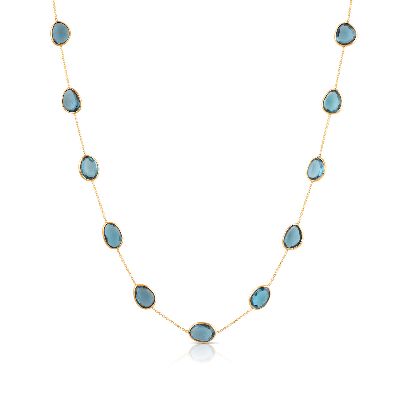 London Blue Topaz U/S Necklace In 18K Yellow Gold