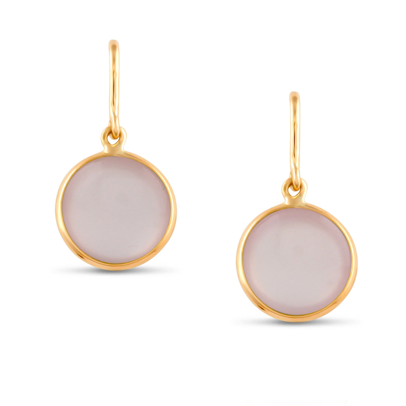 18K Gold Rose Quartz Round Earrings by Tresor Collection