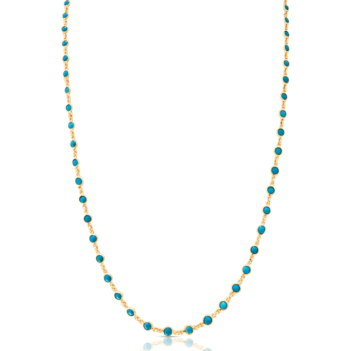 Turquoise Round Necklace In 18K Yellow Gold