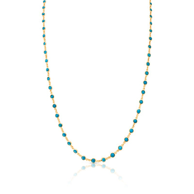 Turquoise Round Necklace In 18K Yellow Gold