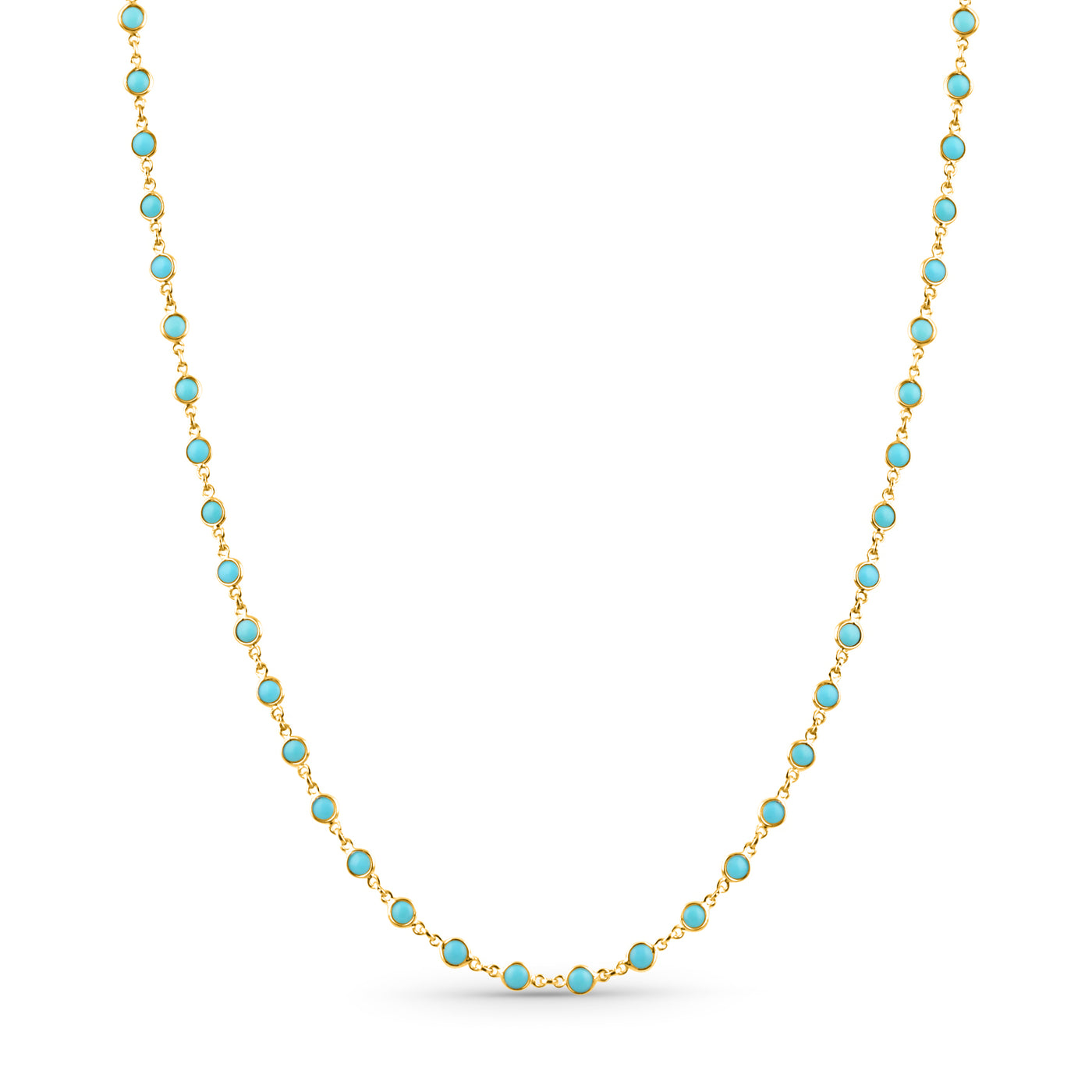 Turquoise Round Necklace In 18K Yellow Gold