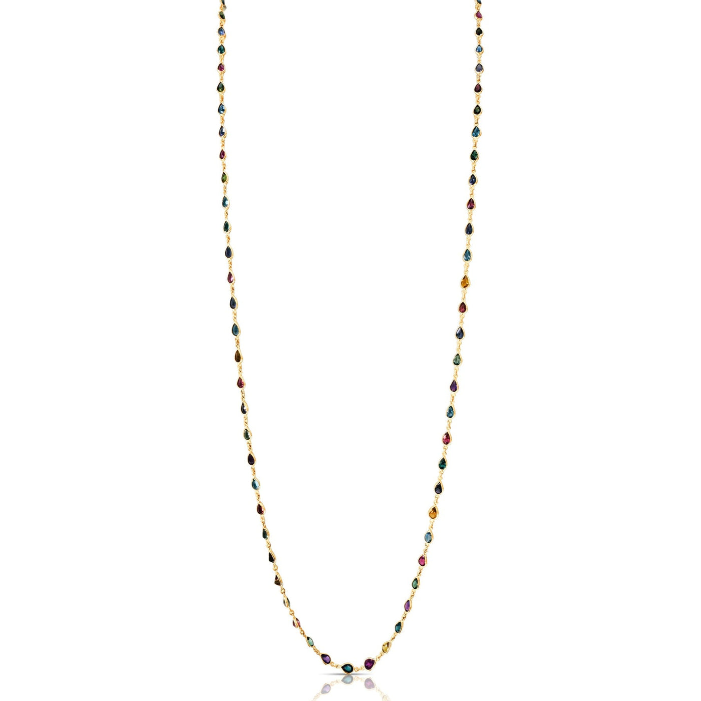 18K Gold Multicolor Stone Long Necklace by Tresor Collection