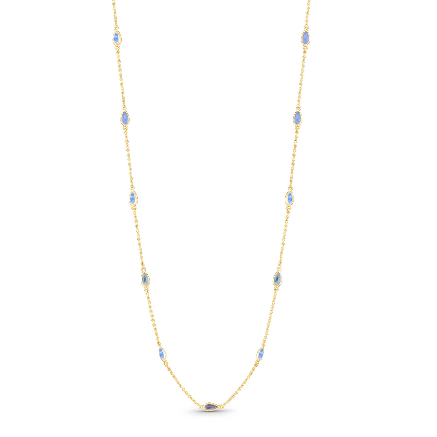 Rainbow Moonstone Solitaire Necklace in 18K Gold – Femizon