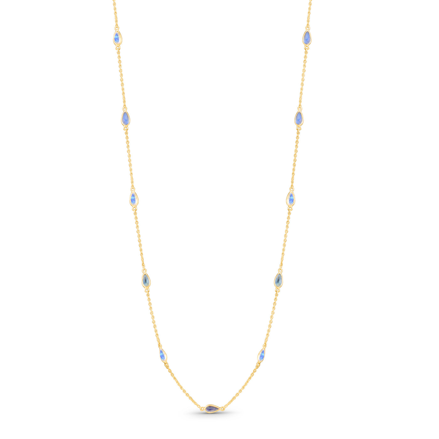 Labradorite Pear Shape Necklace In 18K Yellow Gold