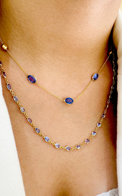 Tanzanite Oval Necklace In 18K Yellow Gold