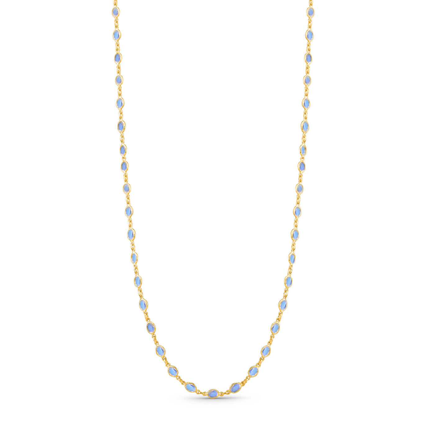 Rainbow Moonstone Oval Necklace In 18K Yellow Gold