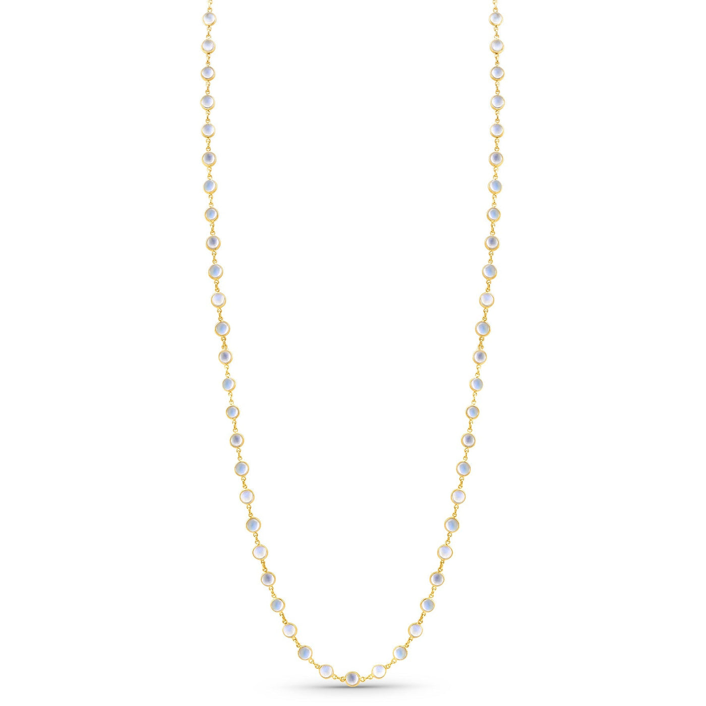 18K gold rainbow moonstone necklace with round stones