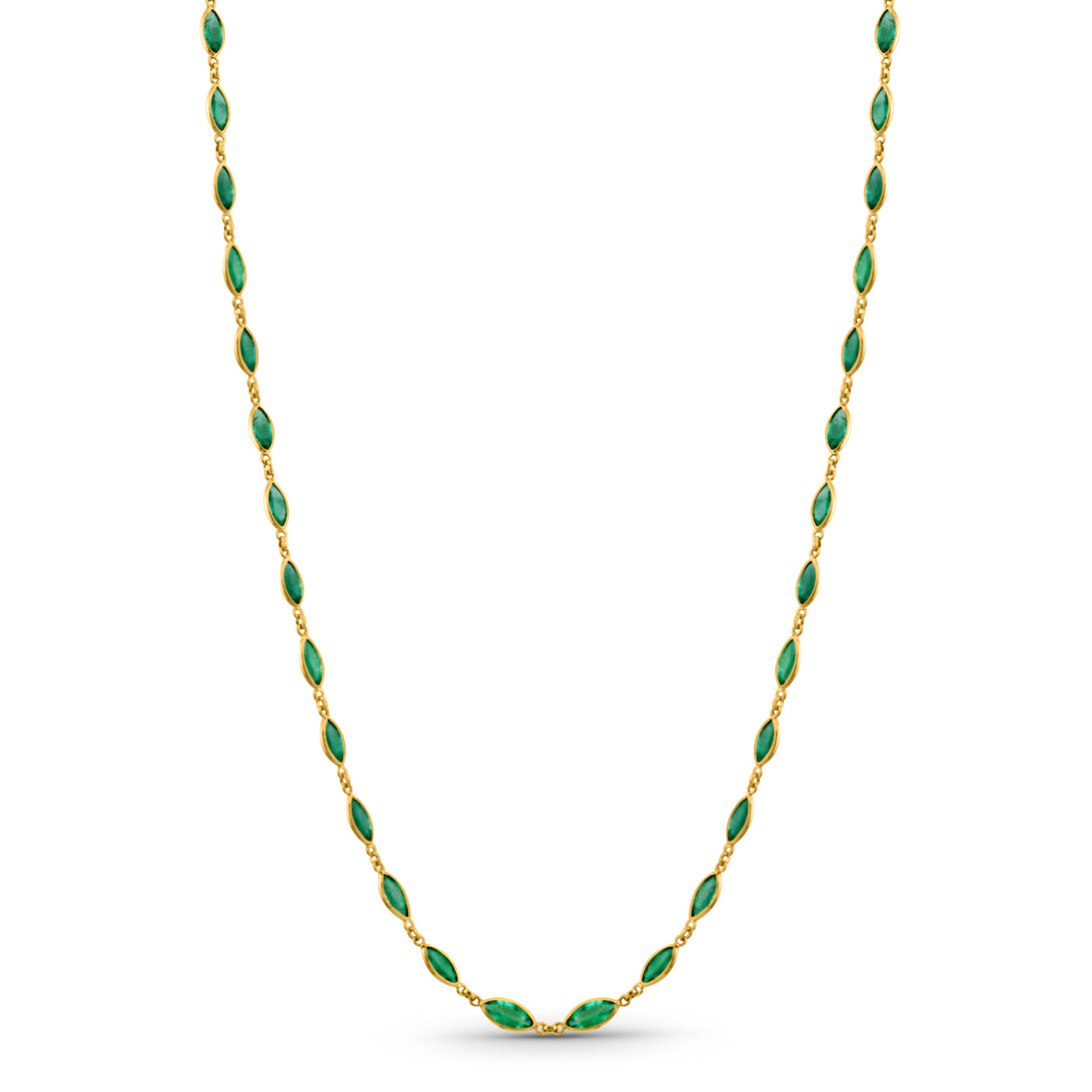 Emerald Marquise Necklace In 18K Yellow Gold