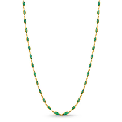 Emerald Marquise Necklace In 18K Yellow Gold