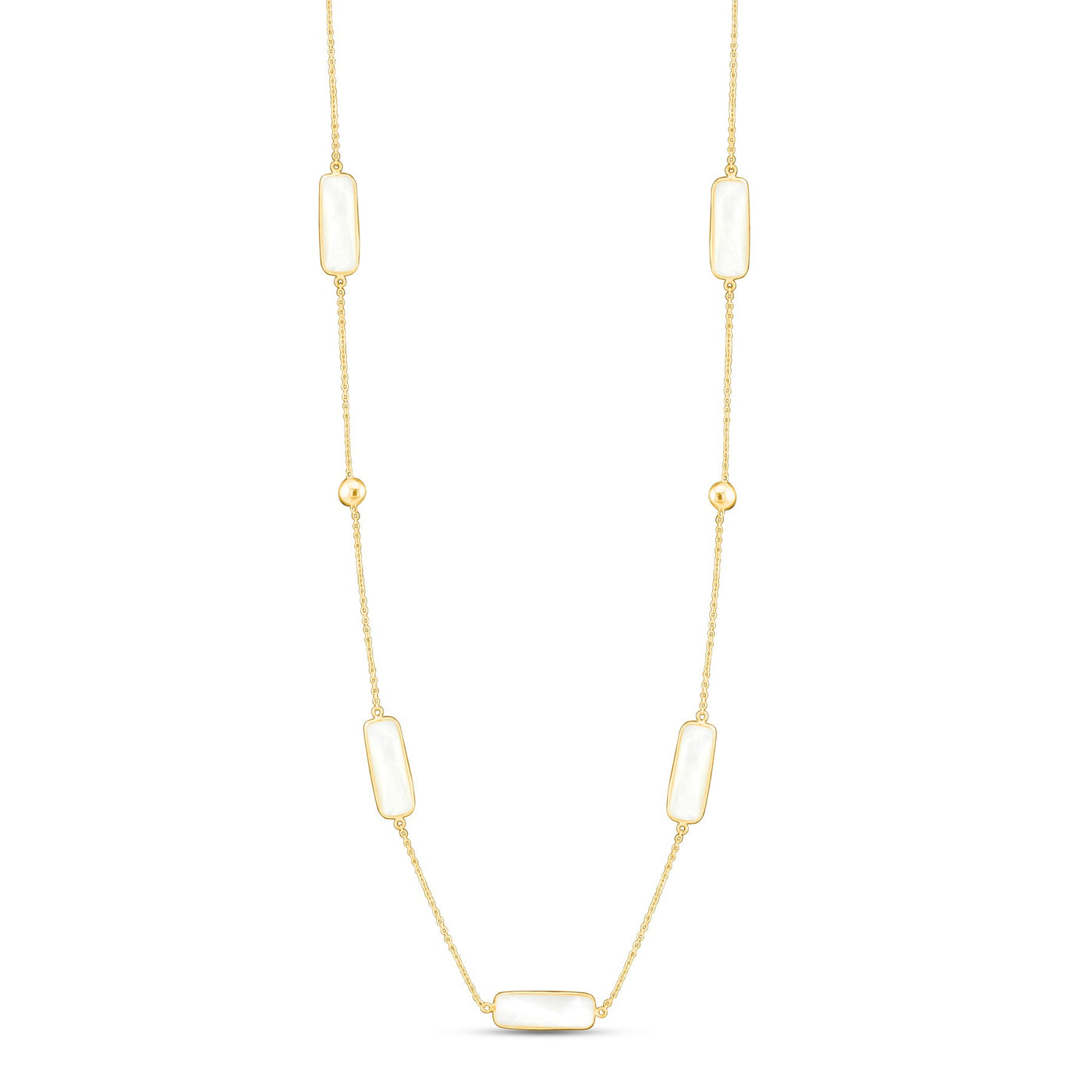 Mother of Pearl 36-inch Layering Necklace in 18K Gold – Femizon
