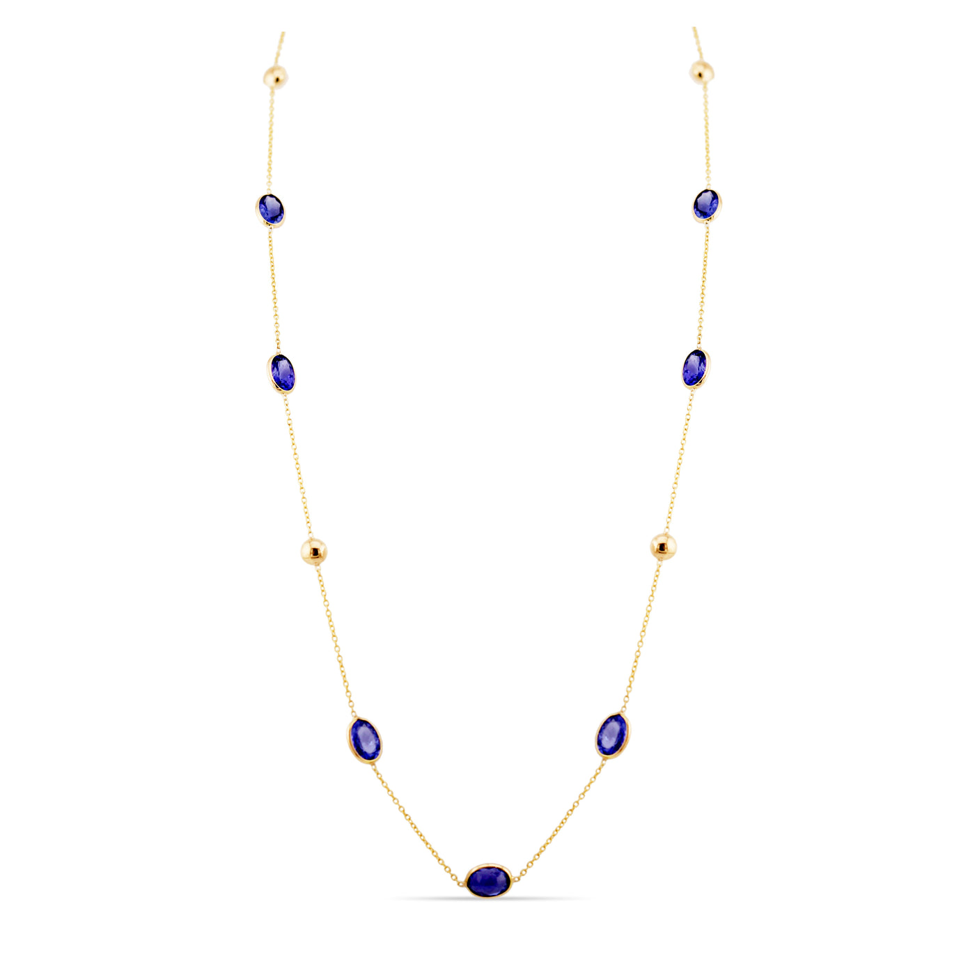 18K gold Tanzanite oval necklace – handcrafted fine jewelry by Tresor Collection