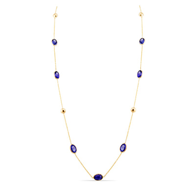 18K gold Tanzanite oval necklace – handcrafted fine jewelry by Tresor Collection