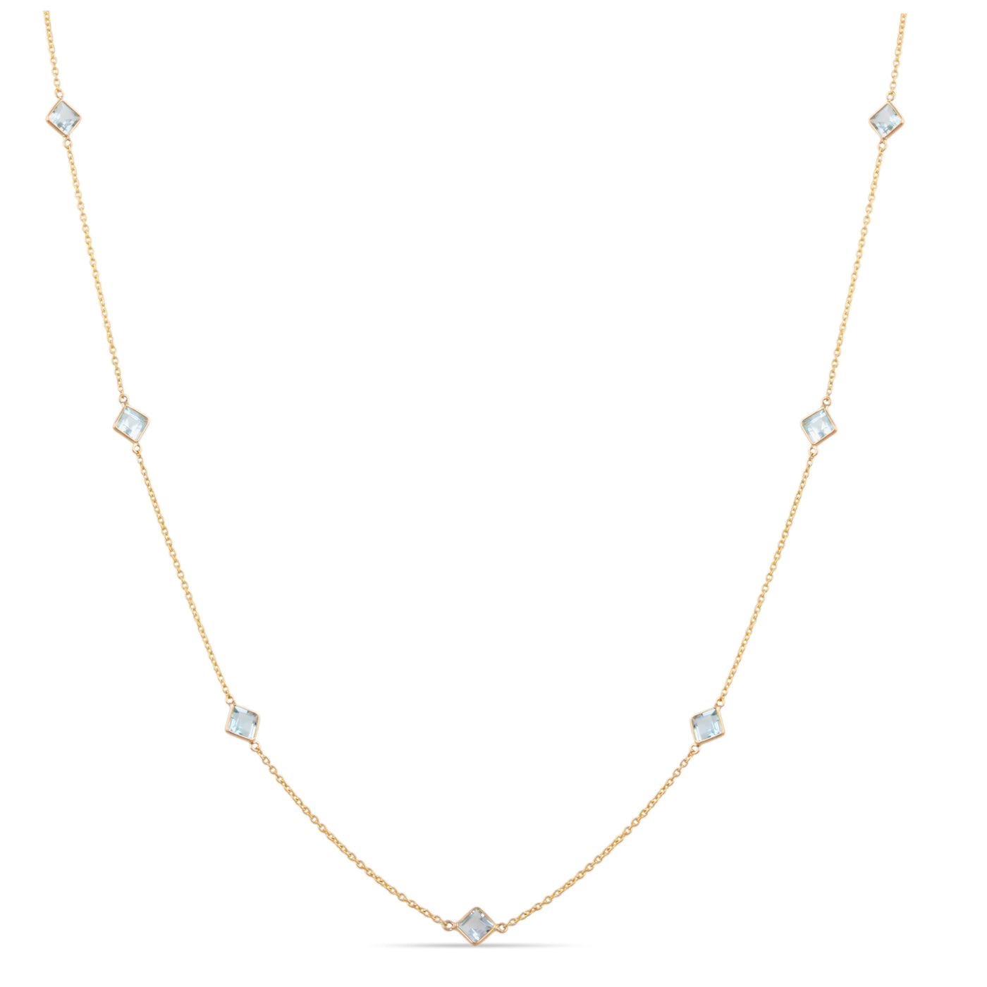 18K Gold Aquamarine Square Necklace – Fin Collection