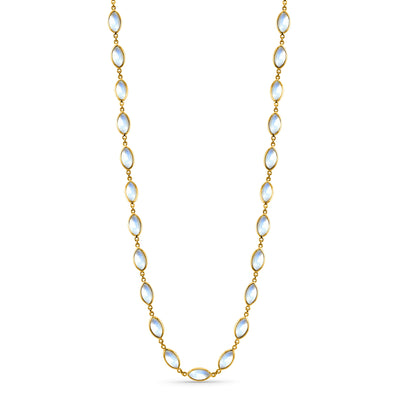 Luxury 18K Gold Rainbow Moonstone necklace 18K gold necklace flatlay – luxury fine jewelry by Tresor Collection