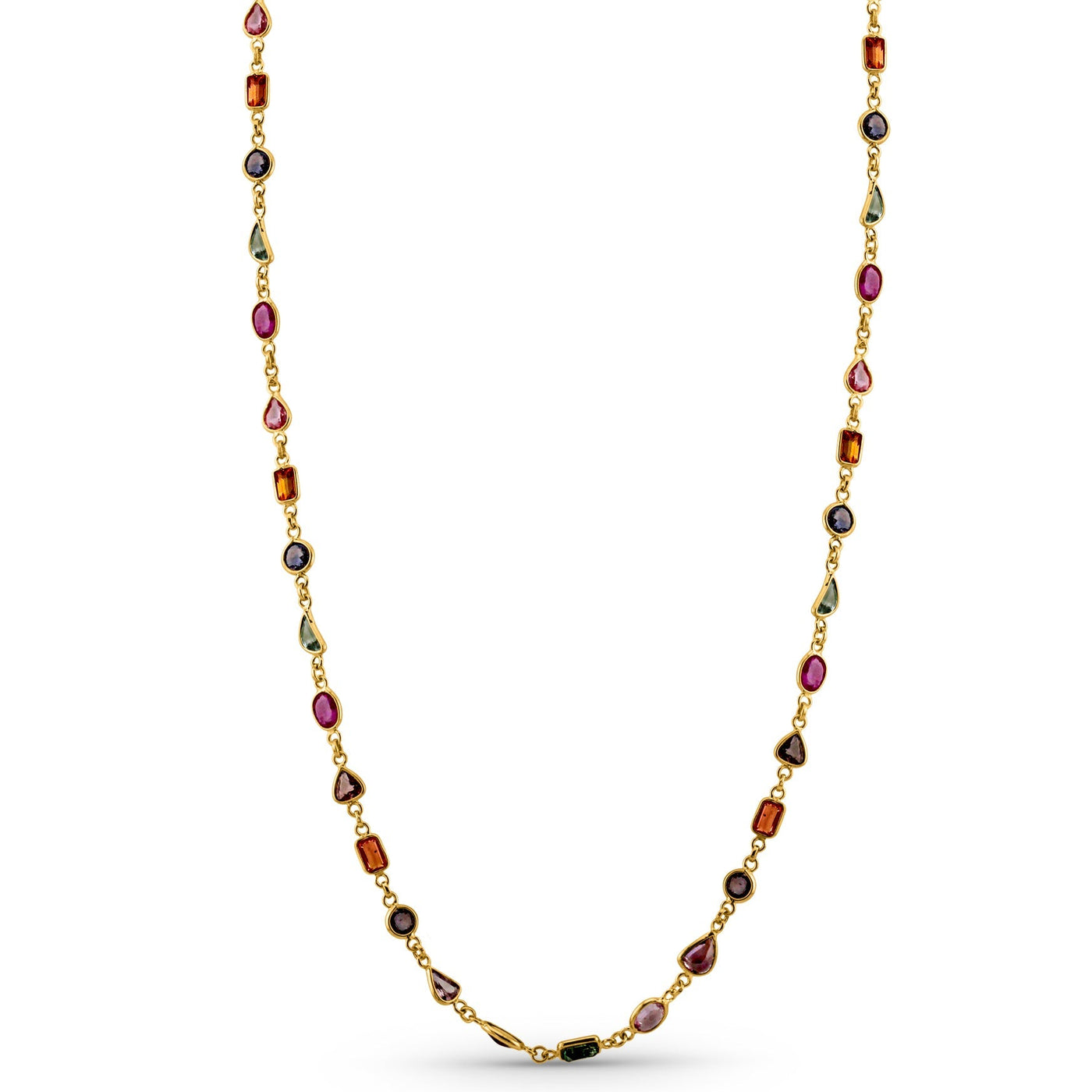 18K gold multicolor sapphire necklace – handcrafted designer jewelry