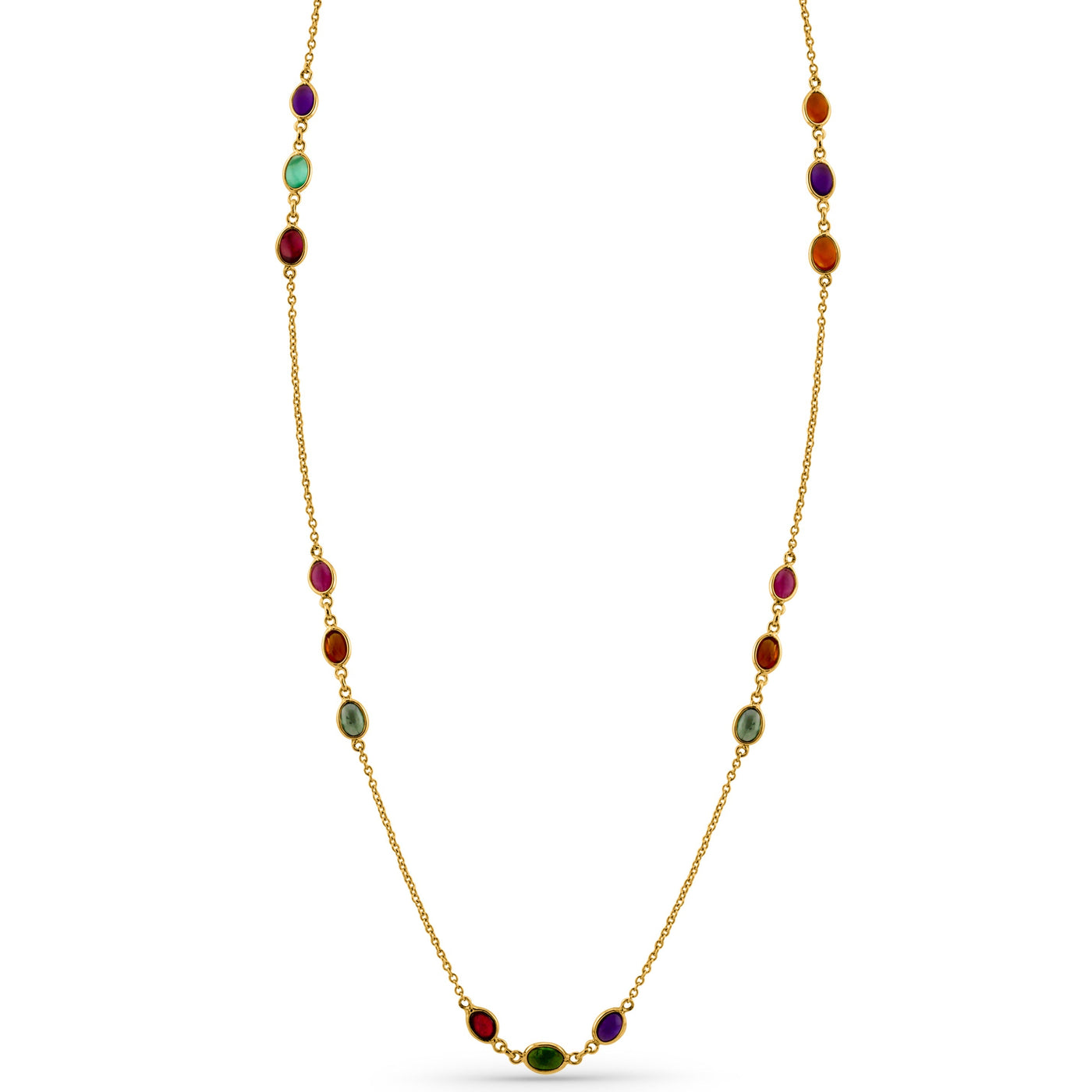 18K gold multicolor oval gemstone necklace – luxury design