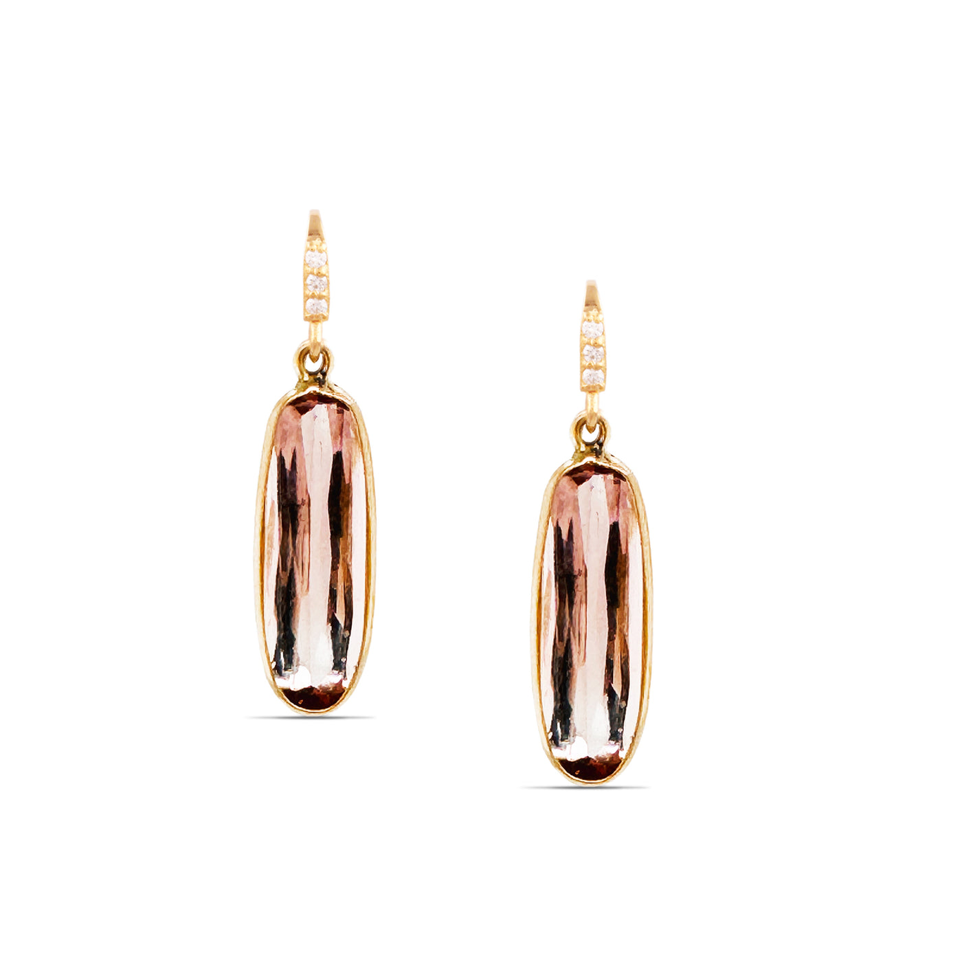 18K Gold Pink Tourmaline & Diamond Earrings – Fin Collection