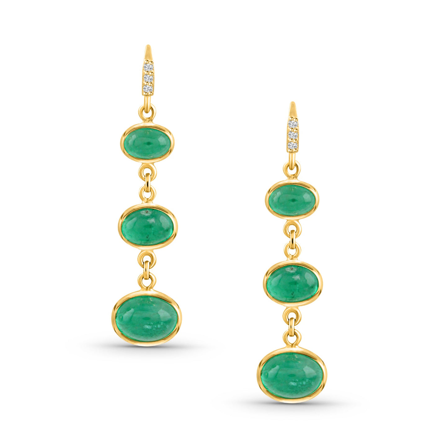 18K Gold Emerald & Diamond Earrings by Tresor Collection