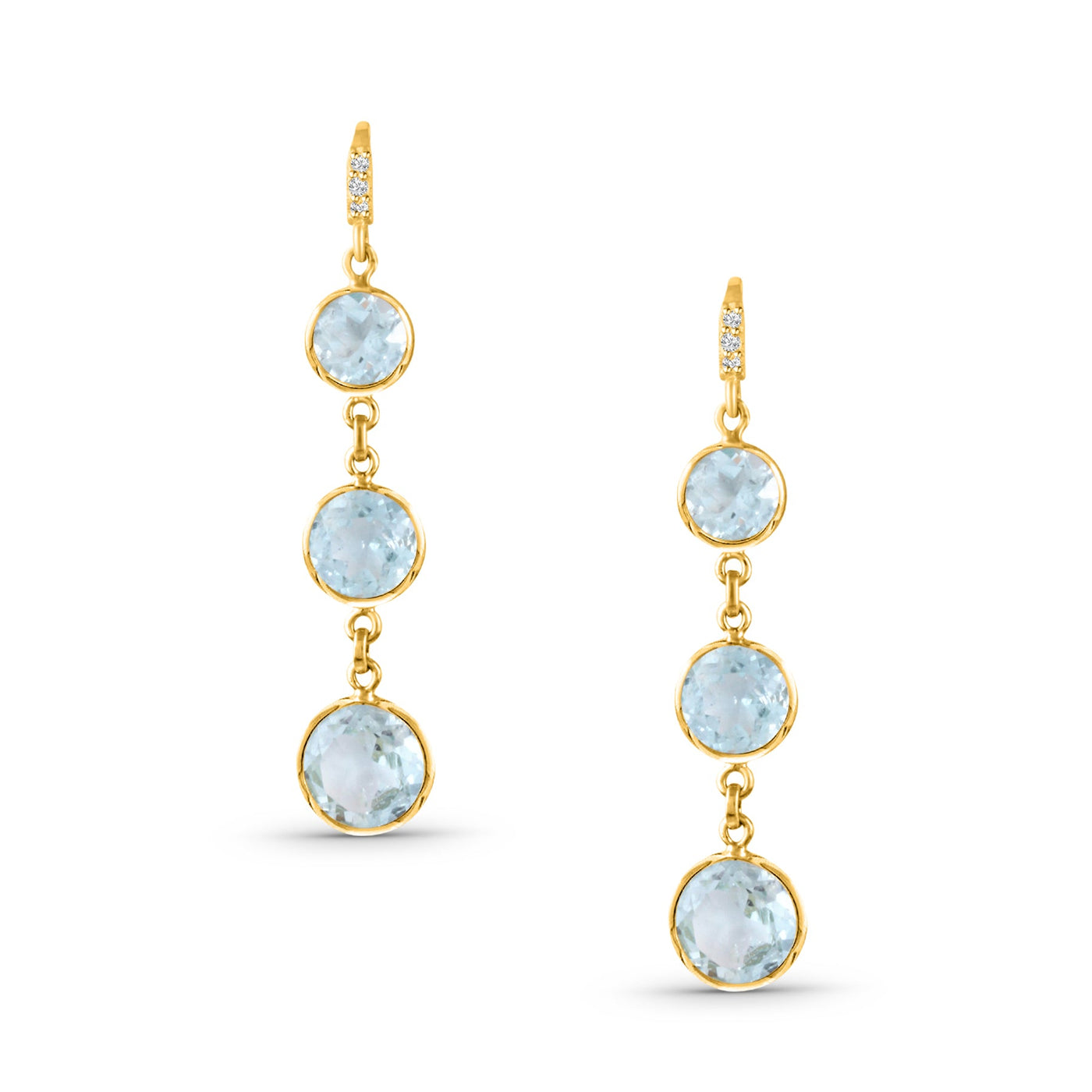 18K gold round aquamarine earrings – luxury handcrafted jewelry