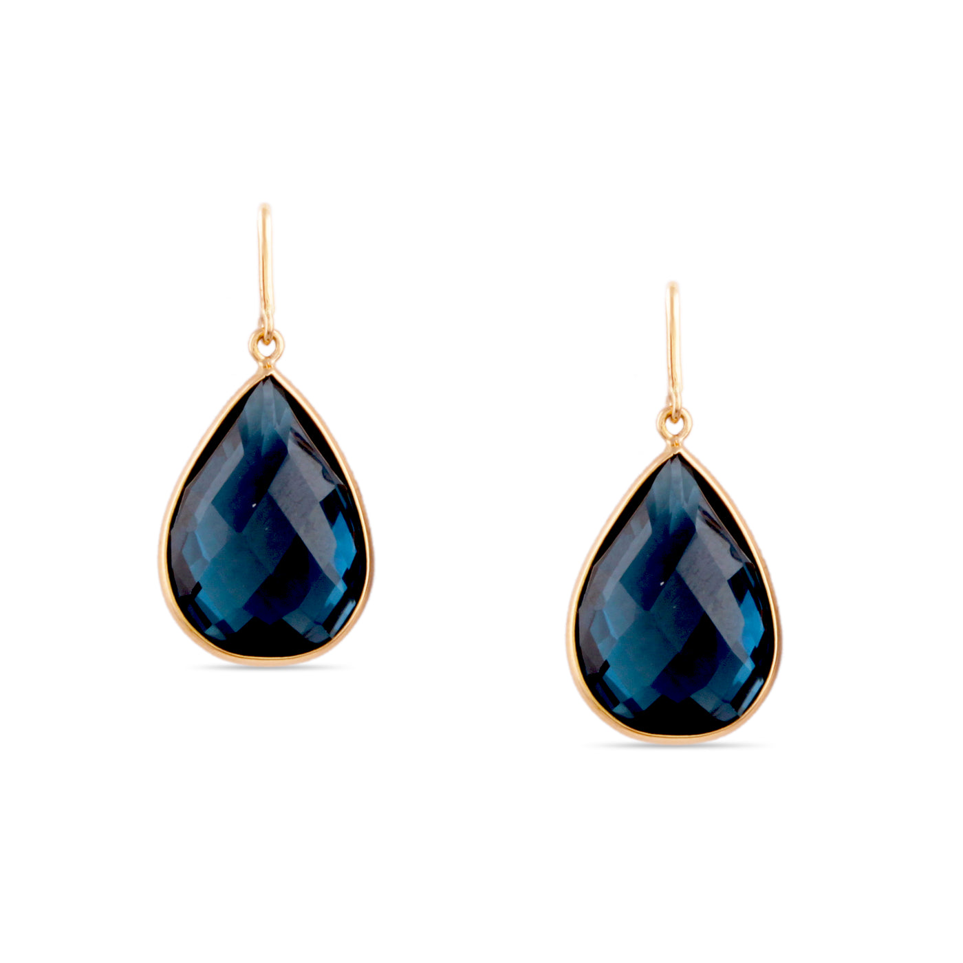 London Blue Topaz Pear Shape Earring In 18K Yellow Gold