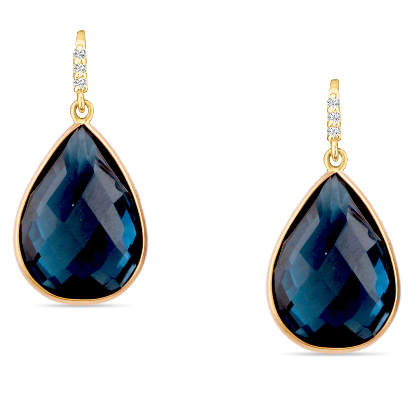 18K gold London Blue Topaz earrings – handcrafted gemstone jewelry by Tresor Collection