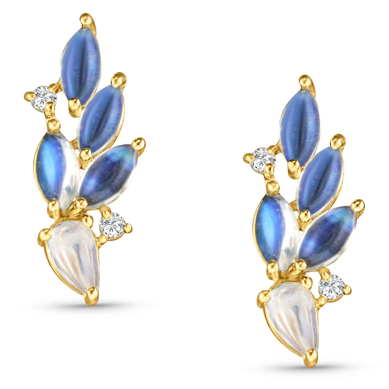 Rainbow Moonstone Pear Shape Earring In 18K Yellow Gold - Tresor Collection 18K gold Rainbow Moonstone earrings back view – designed for comfort and style.