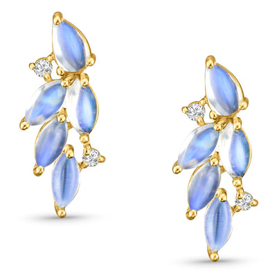 Rainbow Moonstone Pear Shape Earring In 18K Yellow Gold - Tresor Collection Elegant 18K gold Rainbow Moonstone earrings – perfect for enhancing evening wear or formal attire.