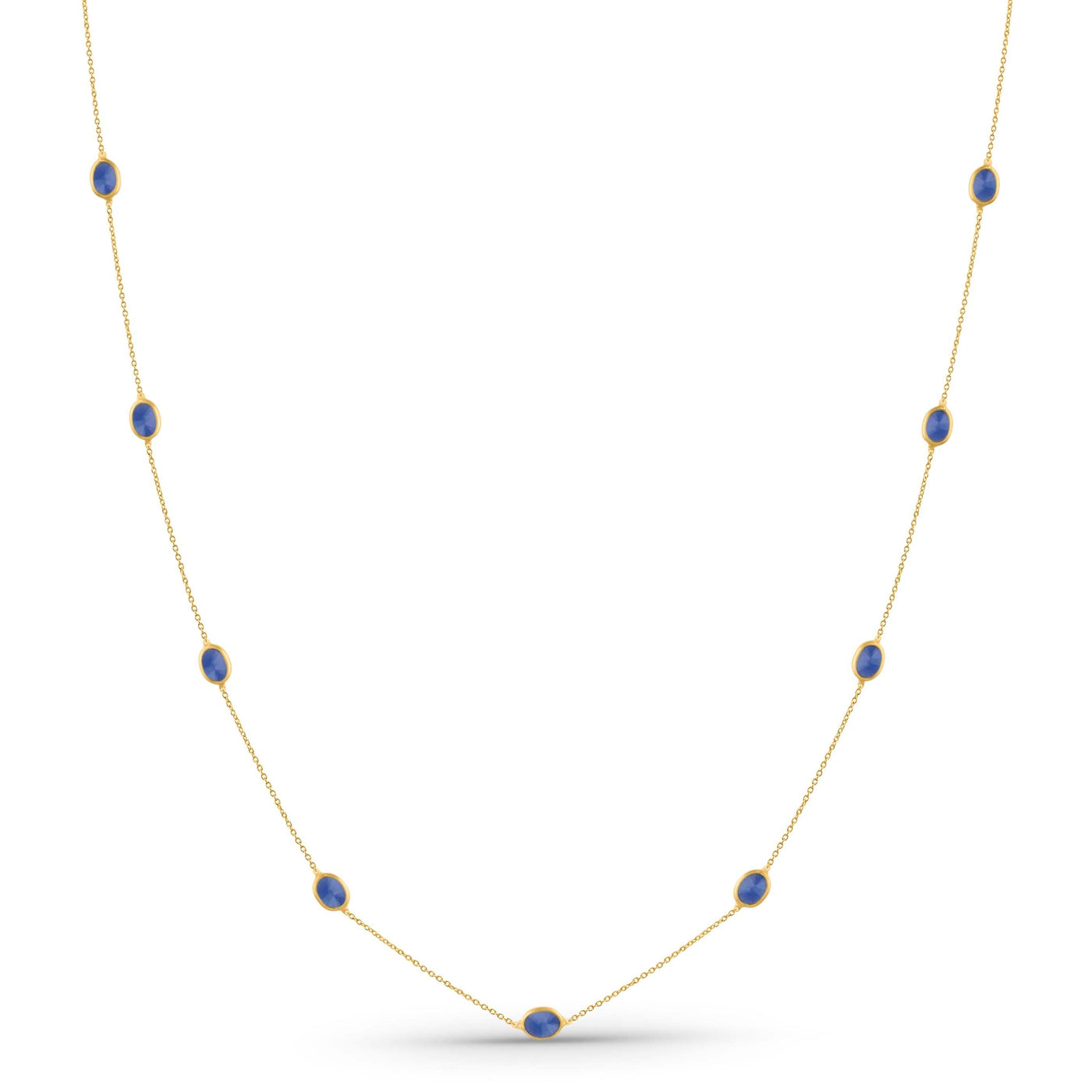 14K gold Blue Sapphire necklace – handcrafted designer jewelry by Tresor Collection