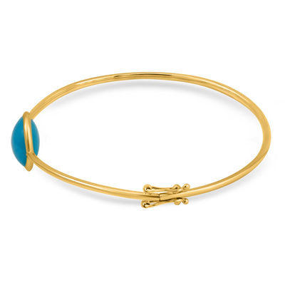Turquoise Round Bangle In 18K Yellow Gold