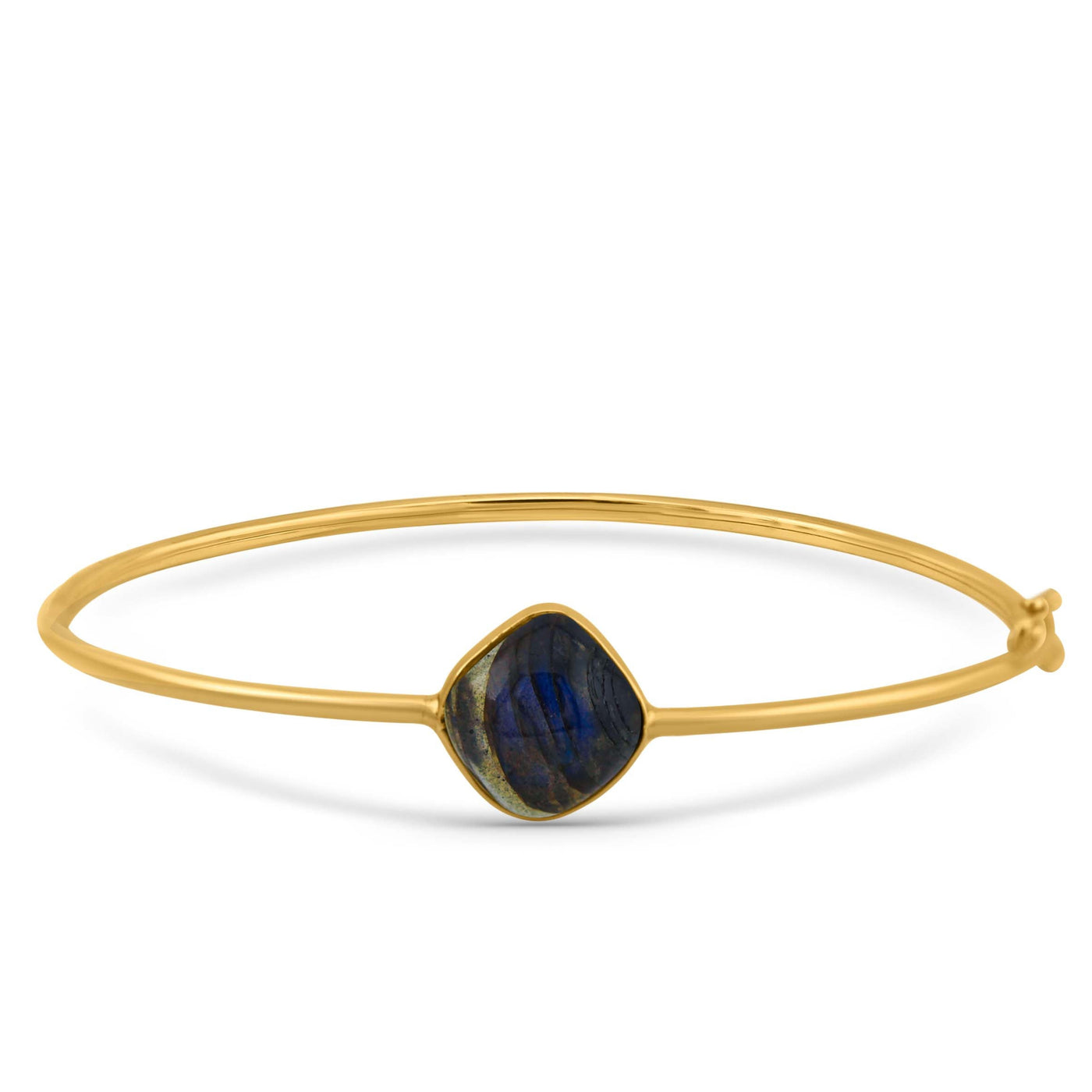 Labradorite Square Bangle In 18K Yellow Gold