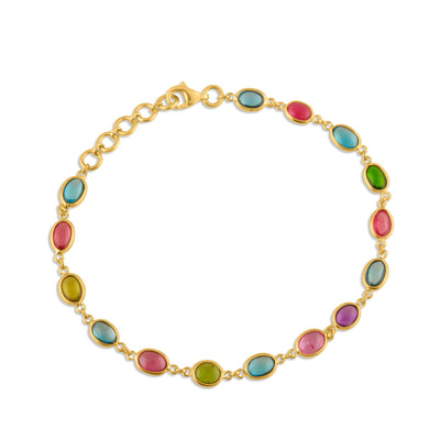 18K gold bracelet with vibrant oval gemstones – luxury handcrafted jewelry