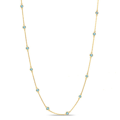 Gemstone Station Necklace In 18K Yellow Gold - Rounds