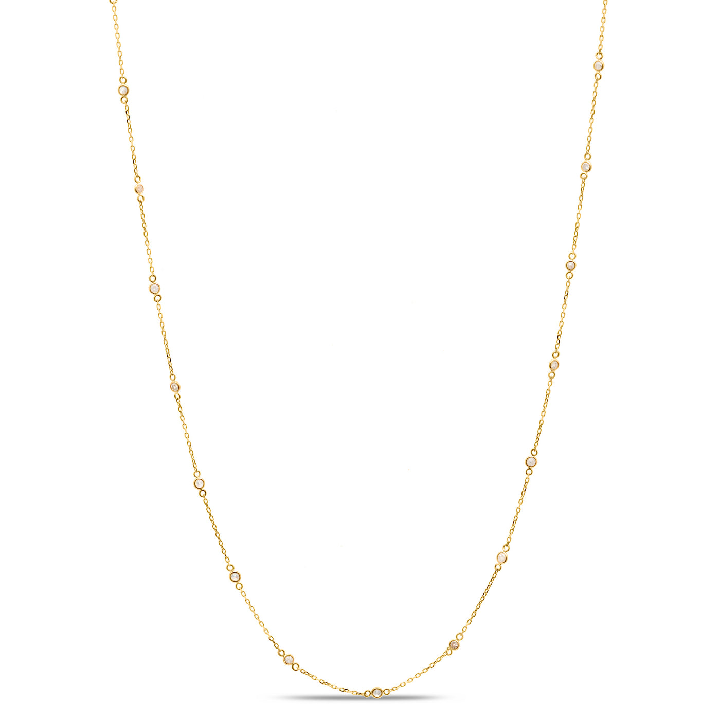 Diamond Station Necklace In 18K Yellow Gold