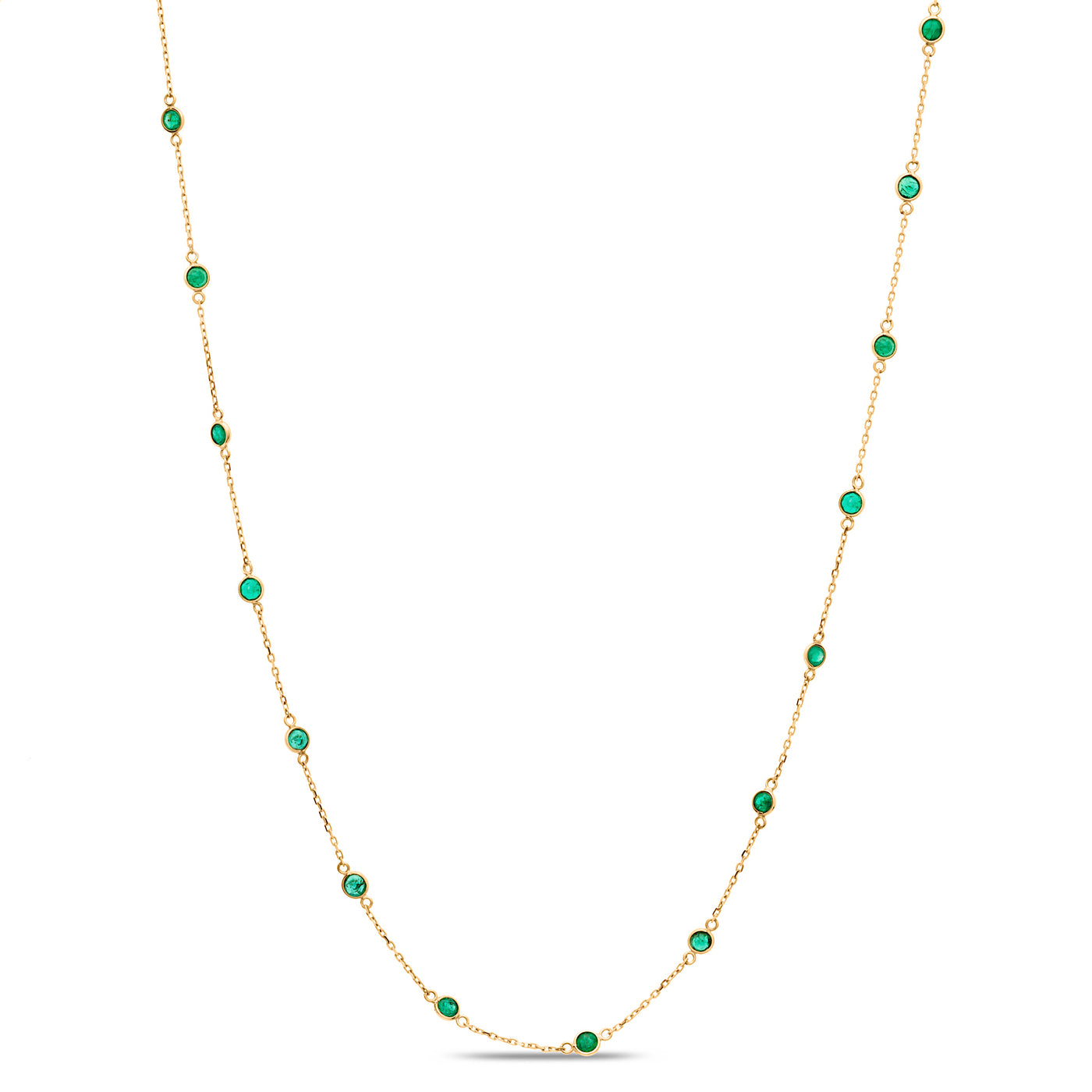 Gemstone Station Necklace In 18K Yellow Gold - Rounds