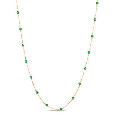 Gemstone Station Necklace In 18K Yellow Gold - Rounds