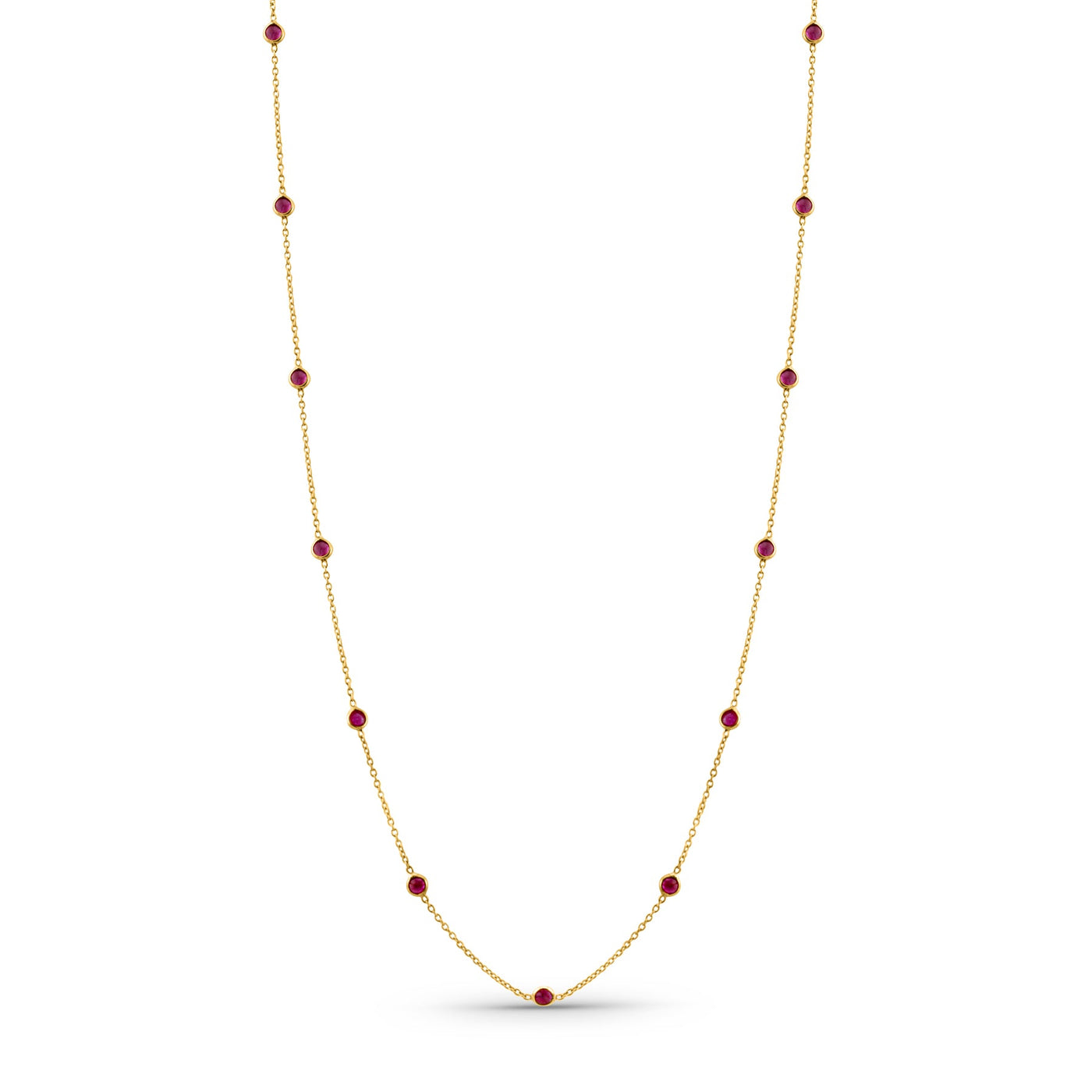 18K gold round ruby gemstone necklace – designer luxury jewelry