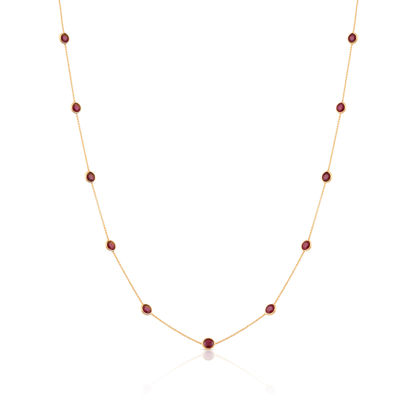 Ruby Round Necklace  In 18K Yellow Gold