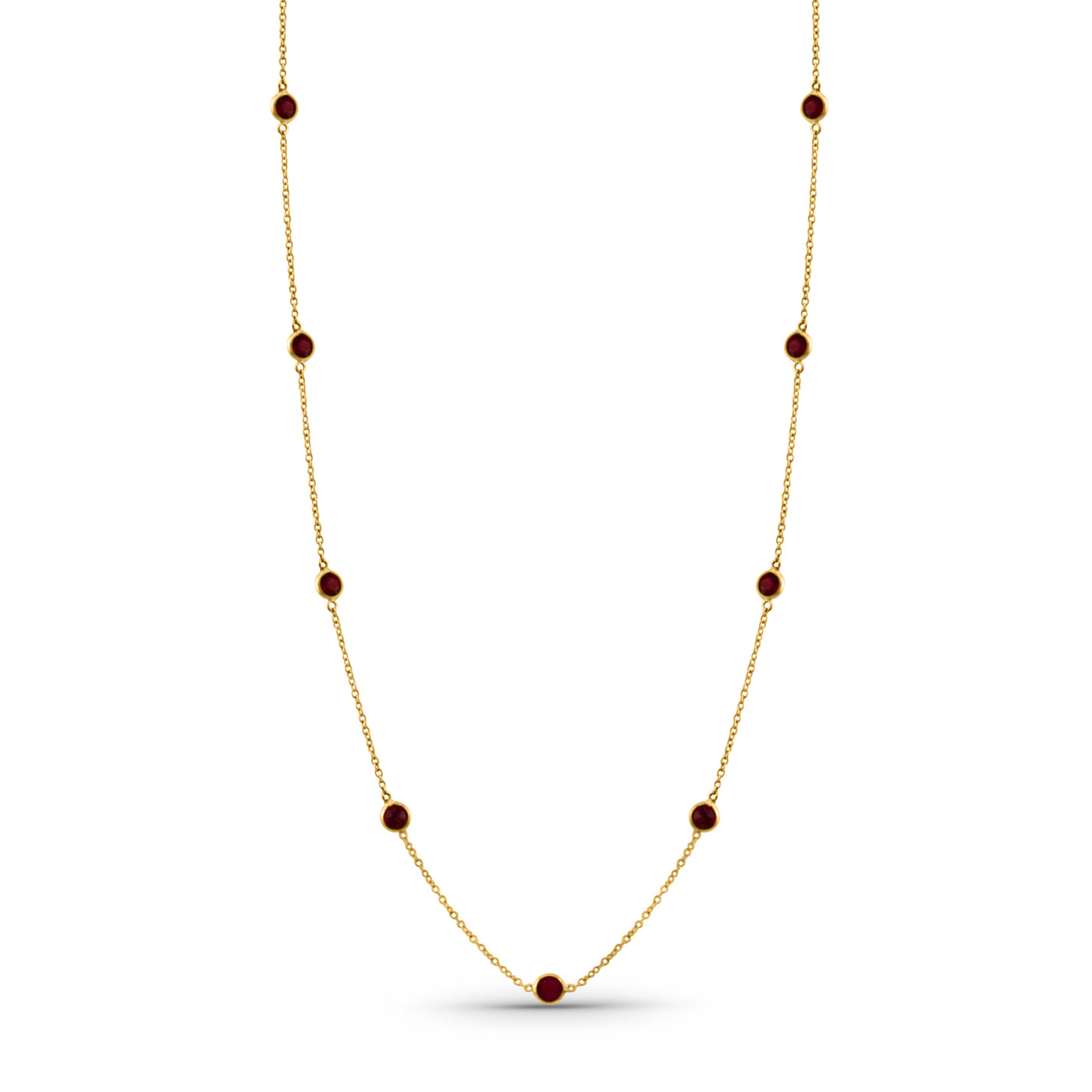 Gemstone Round Necklace  In 18K Yellow Gold