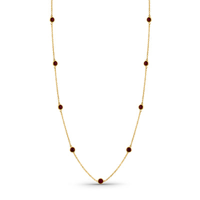 Gemstone Round Necklace  In 18K Yellow Gold