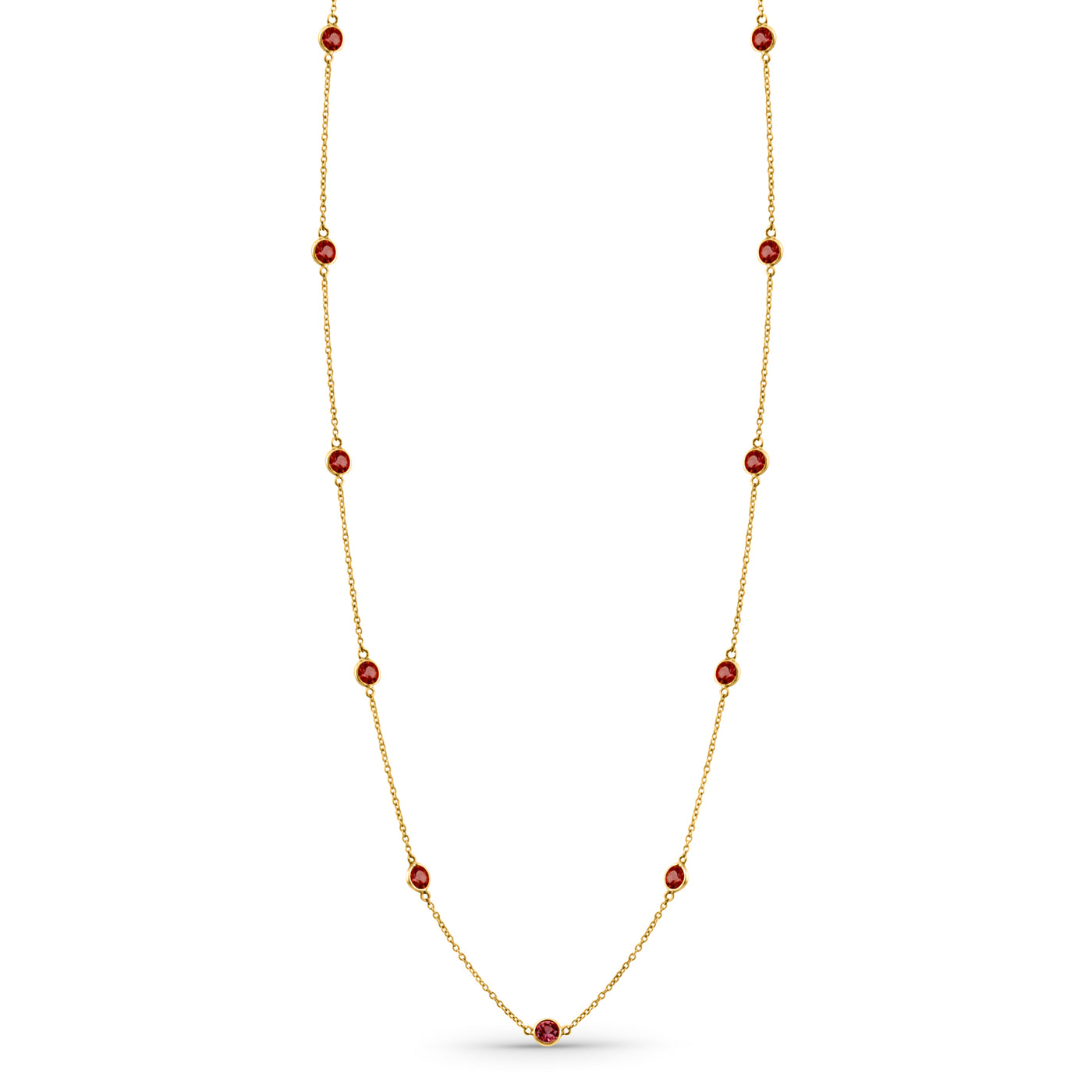 Gemstone Round Necklace  In 18K Yellow Gold