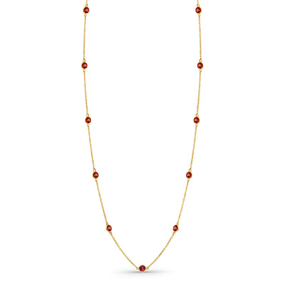 Gemstone Round Necklace  In 18K Yellow Gold