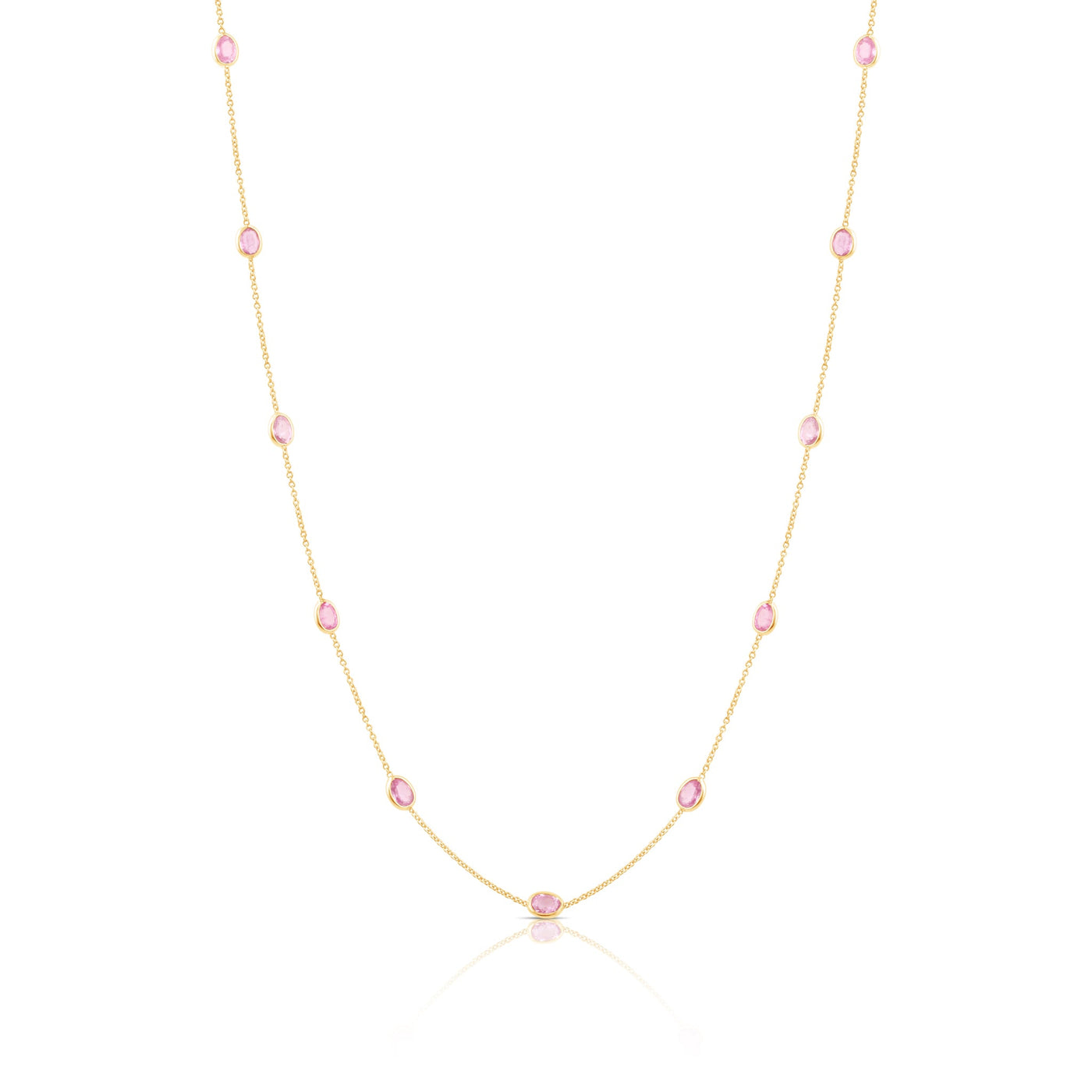 18K Gold Pink Tourmaline Oval Necklace by Tresor Collection