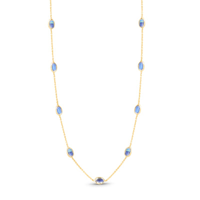 Gemstone Oval Necklace In 18K Yellow Gold