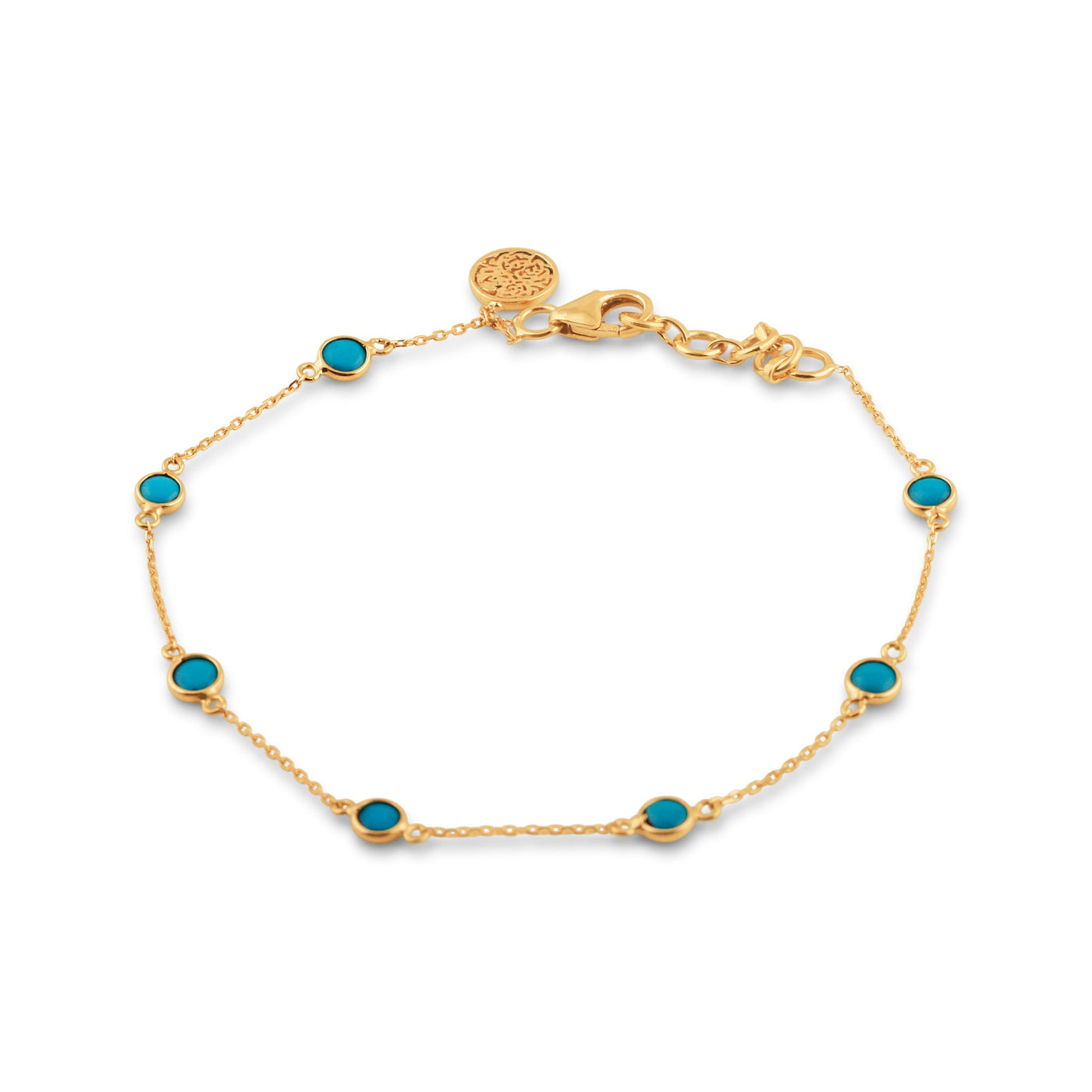 18K Gold Turquoise Round Bracelet – Fin Collection