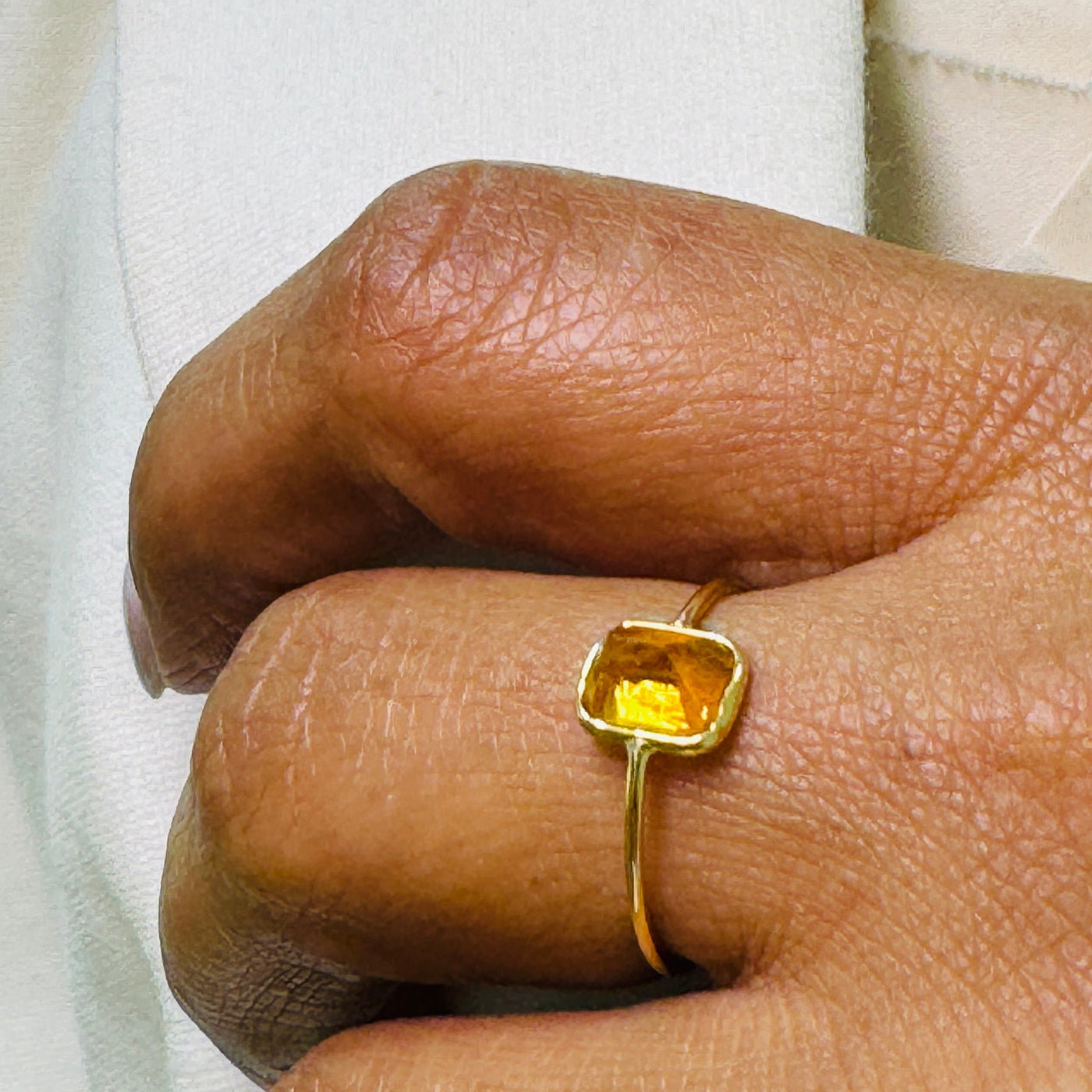 Yellow Sapphire Rectangle Ring In 18K Yellow Gold