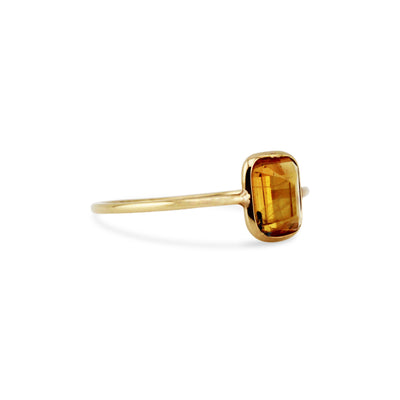 Yellow Sapphire Rectangle Ring In 18K Yellow Gold