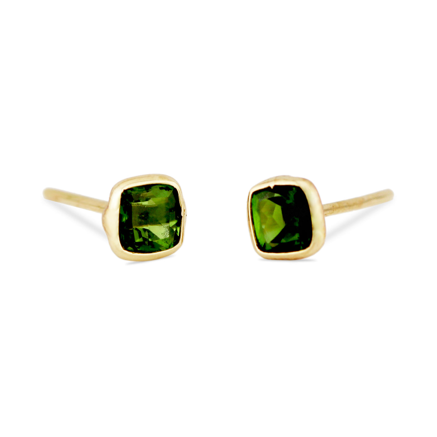 Tsavorite Oval Stud Earring In 18K Yellow Gold