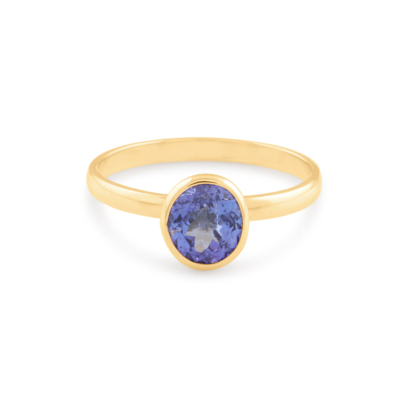 Tanzanite Oval Ring In 18K Yellow Gold