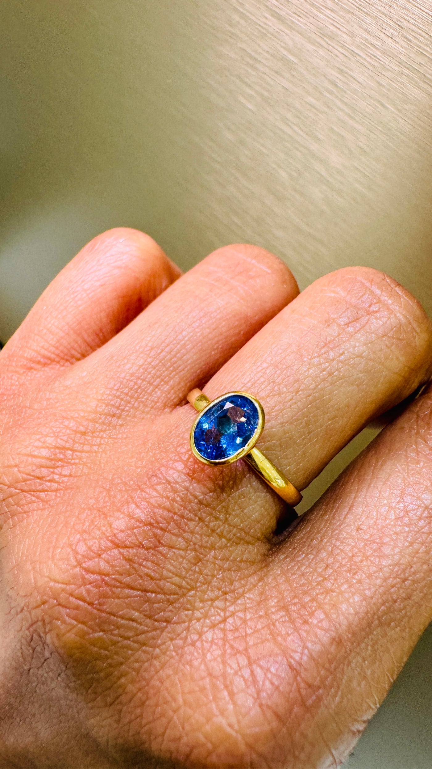 Tanzanite Oval Ring In 18K Yellow Gold